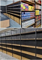 Étagère de supermarché pliable robuste en bois et métal, présentoir de magasin de proximité à panneau perforé, présentoir de vente au détail