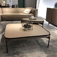 Combinaison créative de design moderne Selle de roche Cuir Ensemble de table à thé chinoise Ensemble de table à café de luxe pour le salon