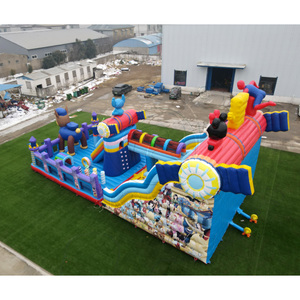 Parc d'attractions gonflable géant, parc de dessins animés, château gonflable, aire de jeux gonflable avec toboggan, mur d'escalade, passerelle surélevée - Product Image 6