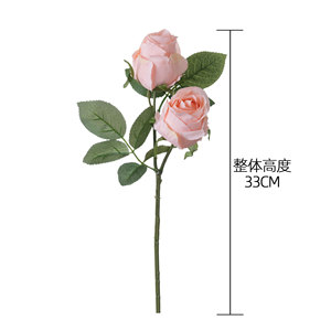 Bouquet de roses artificielles CallaFloral 33cm rose blanc champagne, décoration intérieure, fleurs artificielles pour la décoration murale de la maison - Product Image 4