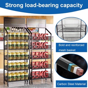 Factory Free-Standing for Polished Metal Wire Mesh for Garment Display <b>Stand</b> Cart Wheels Supermarket Customized Color Size - Product Image 5