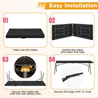 Mesa Plegable de 8 Pies, Diseño Moderno Plegable por la Mitad, Construcción de Plástico, Muebles Portátiles para Exteriores, Cocina, Picnic, Fiesta