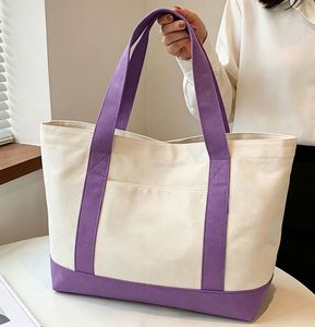 Eco-Friendly <b>Large</b> <b>Canvas</b> Tote <b>Bags</b> with Pockets Reusable Grocery Shopping <b>Bags</b> - Product Image 1