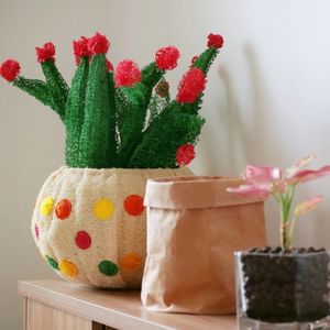 Pots de fleurs Art Déco modernes et créatifs en gros, ornements de bureau avec plantes artificielles, décorations en loofah et paniers de fleurs - Product Image 5