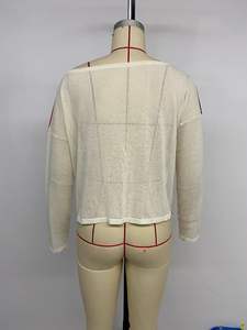 Hot Selling Star Striped Knitwear Pullover European and American Loose Thin See-through Knitted <b>Tops</b> Sweater for <b>Women</b> - Product Image 6