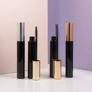 Jinze Goud Of Zilver Ronde Vorm Aluminium/Plastic Deksel Custom Mascara Tube Fles Met Siliconen Borstel/Nylon Toverstokken