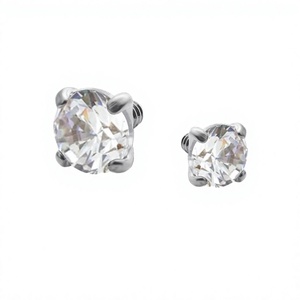 Classic <b>Earrings</b> Round Brilliant Cut Moissanite 925 Sterling <b>Silver</b> <b>Stud</b> <b>Earrings</b> Women Everyday Wear - Product Image 2