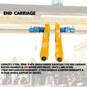 Grúa Puente Monoviga de Tipo Europeo con Carro Final, de Servicio Pesado, con Motor y Control Remoto de Engranajes para Uso Industrial - Product Image 1