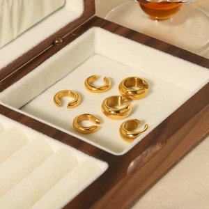 Fashion <b>Clip</b>-on Earrings Geometric Circular <b>Ring</b> 18K Gold Plated Zinc Alloy Cuff Earrings For Women Without Pierced Ears - Product Image 3