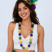 Collier de perles géantes en ABS de 30 mm, multicolore, pour le Mardi Gras, le carnaval, les défilés et les fournitures de décoration – Vente en gros usine