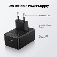 Adaptateur secteur USB 12W avec prise européenne, certifié CE SELV RoHS, alimentation portable pour appareils ménagers et petits appareils électroniques