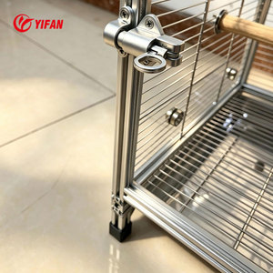 Jaula Vertical Extra Grande para Loros 2020, Perfil de Aluminio, Vidrio Templado Anti-Rotura, para Loro Gris <span class=keywords><strong>y</strong></span> Guacamaya <span class=keywords><strong>Azul</strong></span> <span class=keywords><strong>y</strong></span> Dorado - Product Image 4