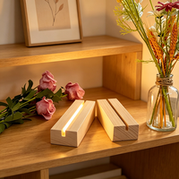 Lámparas de Mesa LED con Base para Lámparas de Batería AAA, Soportes de Madera para Lámparas Nocturnas LED, Lámparas LED Inalámbricas Cálidas, Luces de Madera para Decoración de Habitaciones