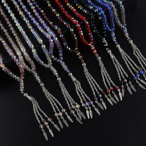 Chaîne de chapelet bon marché en gros disponible 6mm 99pcs <span class=keywords><strong>collier</strong></span> de chapelet musulman en cristal de couleur - Product Image 5