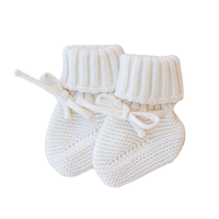 Vente chaude Personnalisé Couleur Unie Coton Doux Nouveau-Né Bébé Garçon Fille Blanc Tricot Chaussons Chaussettes D'hiver Chaussures Infantile