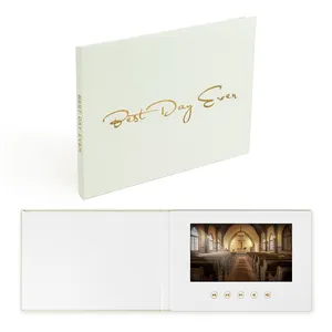 2024 New Design Luxurious Wedding Invitation Card With Lcd Screen 7 inch IPS A5 video book BEST DAY GOLD FOIL