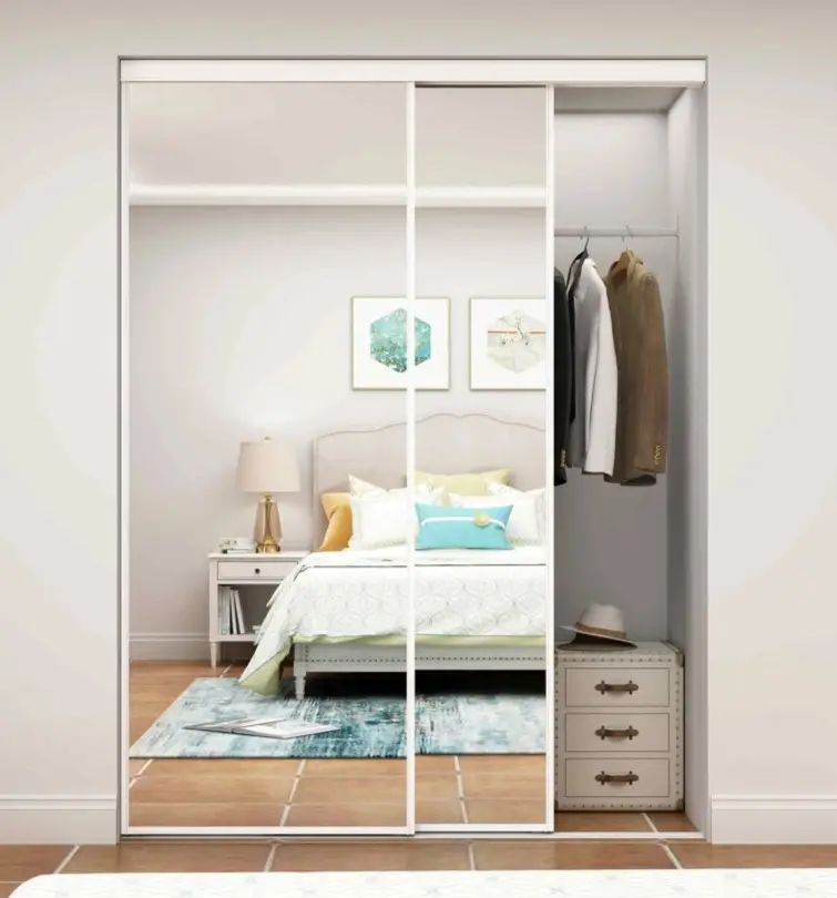 2023 New Style Steel Frame Mirrored Bypass Closet Door including Hardware Kit with Mail Order Packing