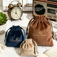 Pochette en velours personnalisée de qualité supérieure avec cordon de serrage et logo imprimé pour bijoux, emballage de parfum, sac anti-poussière