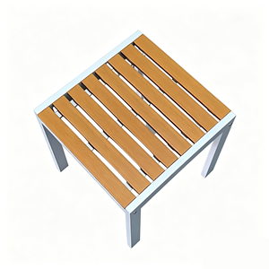 Galvanized Steel <strong>Outdoor</strong> Small Square <strong>Table</strong> WPC Top Weatherproof Patio <strong>Side</strong> <strong>Table</strong> for Garden Balcony Poolside Wholesale - Product Image 2