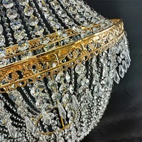 Lustre triangulaire de luxe en cristal perlé avec LED jaunes, alimentation CA/batterie, indice de protection IP20, 12W, pour plafond de hall d'hôtel ou de mariage