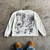 T-shirt à manches longues surdimensionné en maille gaufrée thermique avec impression DTG personnalisée, fabricant de streetwear