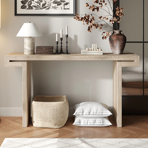<b>Rustic</b> Farmhouse <b>Console</b> <b>Table</b> 60 Inches Distressed Wood Finish Entryway Sofa Side <b>Table</b> For Living Room Hallway Natural Wood - Product Image 4