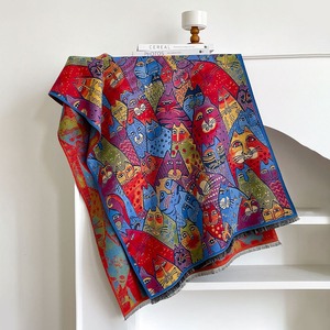 Châle jacquard peinture à l'huile vintage pour femme enveloppement poétique de ville <span class=keywords><strong>d</strong></span>'eau avec ponts de bateaux écharpe à franges en faux cachemire en polyester - Product Image 4