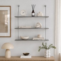 Étagère murale de luxe en métal, aluminium brossé, 3 niveaux, design à barre incurvée, pour chambre, cuisine, organisateur de maison