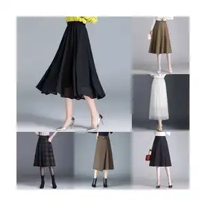 2024 उन्नत परिधान कपड़े डार्क पाउडर डॉटेड ए लाइन कपड़े महिलाओं की आधी लंबाई वाली स्कर्ट