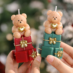 <b>Bear</b> On Gift Box Scented Candle <b>Cute</b> Heart Teddy <b>Bear</b> Candle For Christmas Birthday Party Home Decor Holiday Gift - Product Image 3