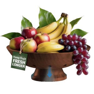 Corbeille à fruits en bois avec trous d'aération, plateau à fruits en bois massif pour le rangement des produits frais - Product Image 1