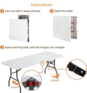 6ft Folding <strong>Tables</strong> Outdoor Rectangle <strong>Table</strong> HDPE <strong>Foldable</strong> Party Dining Rental Plastic Portable Camping <strong>Table</strong> - Product Image 2