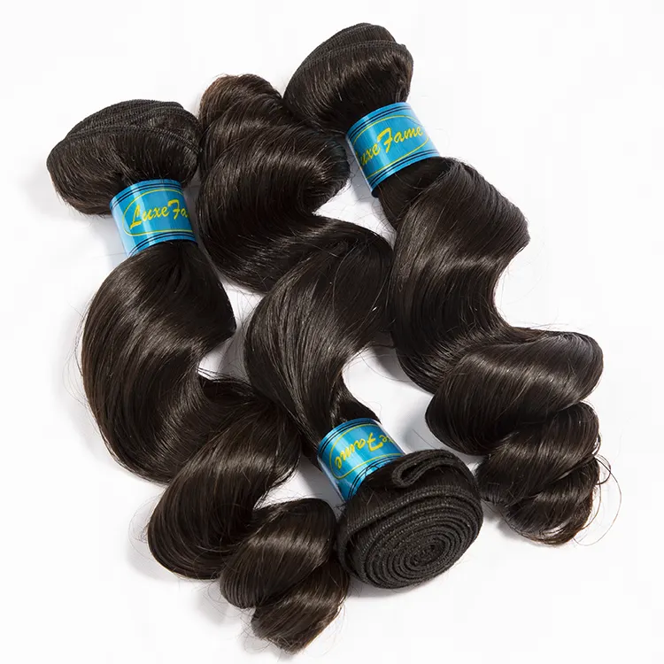Free Shipping Grade 9A Peruvian Hair Loose Wave Bundles Natural Black Color 10- 30 Inch Remy Hair Extensions