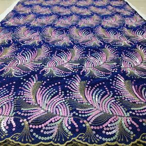 Vải Ren Tuyn Pháp Châu Phi Thêu Móc Kim Sa Nhiều Màu Phong Cách Vật Chất Váy Nigeria - Product Image 6