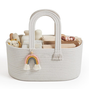 Cesta de Almacenamiento para Ropa de Bebé con Asa, Organizador de Pañales, Organizador de Pañales de Cuerda de Algodón Hecho a Mano - Product Image 5