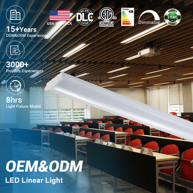 Indoor Dimmable Office Lighting Milky PC Steel Plate 20w 30w 40w 60w 80w Tube LED Linear Light
