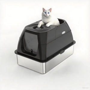 <span class=keywords><strong>Bac</strong></span> <span class=keywords><strong>à</strong></span> <span class=keywords><strong>litière</strong></span> pour chat en acier inoxydable de grande taille, fermé, désodorisant, pour la maison - Product Image 4