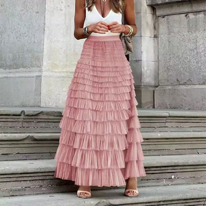 Vente chaude femmes élégantes grande taille robe <span class=keywords><strong>longue</strong></span> pli imprimé léopard Wrap <span class=keywords><strong>Tulle</strong></span> <span class=keywords><strong>jupe</strong></span> Style uni femmes élégantes dames <span class=keywords><strong>jupe</strong></span> - Product Image 4