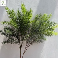 Ranting Pinus Merkusii Hijau Plastik Lunak Buatan Berkualitas Tinggi 60CM 13 Cabang Buatan Tangan untuk Dekorasi Pernikahan Natal Rumah