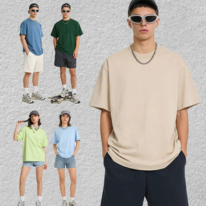 メンズ高品質ヘビーウェイト300gsmコットンTシャツ、オーバーサイズドロップショルダー、メンズサマー半袖トップス、ルーズカジュアルTシャツ - Product Image 1