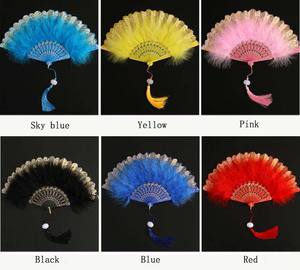 Éventail <span class=keywords><strong>de</strong></span> Soirée Chinois Vintage Années 20 Charleston, Éventail à Main pour Femme, Plumes Brodé Pliant - Product Image 5