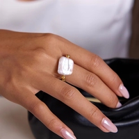 Quadratischer Süßwasserperlenring 18K Vergoldeter Edelstahl-Schmuck für Frauen Maßgefertigter Großhandel OEM-Lieferant Direktvertrieb ab Werk