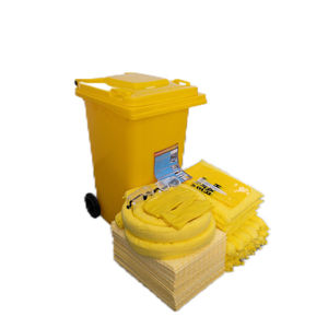 HealthRun HKITS240L-<span class=keywords><strong>CHA</strong></span> Vente flash Jaune 240 <span class=keywords><strong>L</strong></span> Kit de déversement de produits chimiques Conteneur mobile à roulettes pour produits dangereux - Product Image 1