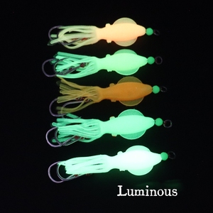 Leurre de pêche en TPE haute élasticité, lumineux aux UV, en forme de jupe de calamar, 105mm 9.4g, double hameçon, pour pêche en mer profonde, traîne en bateau, calamar, grouper - Product Image 3