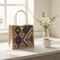 Nouveau style été 2026 : Sac tendance pour femme en toile de lin ethnique, sac à déjeuner portable avec fermeture éclair – Vente en gros pour fabricants