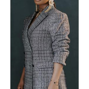 Commuter dames geruite jas pak nieuwe wijde broek 2-delige set Sehe Fashionbisou - Product Image 3