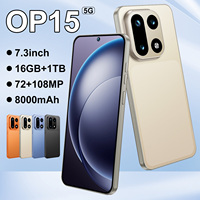 Vente en gros d'usine OP15 Téléphone Android 5G 7,3 pouces HD AMOLED 120Hz 10 cœurs 16 Go de RAM 1 To de ROM Batterie supérieure à 8000 mAh Appareil photo 108 MP Double SIM
