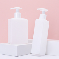 Bouteille de lotion carrée en plastique PE de 200-300 ml, flacon vide pour lavage des mains, bouteille de shampoing avec pompe et étiquette 28 mm, couleur naturelle