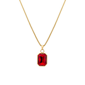 Collar con Colgante de Moda, Cadena Dorada, Cristal Rojo Hexagonal, Joyería Geométrica para Hombre, Regalo - Product Image 5
