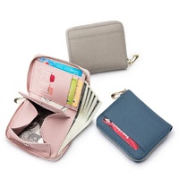 Portefeuille court multifonctionnel en cuir véritable avec fermeture éclair, design japonais de niche, grande capacité, anti-RFID, compact pour pièces de monnaie